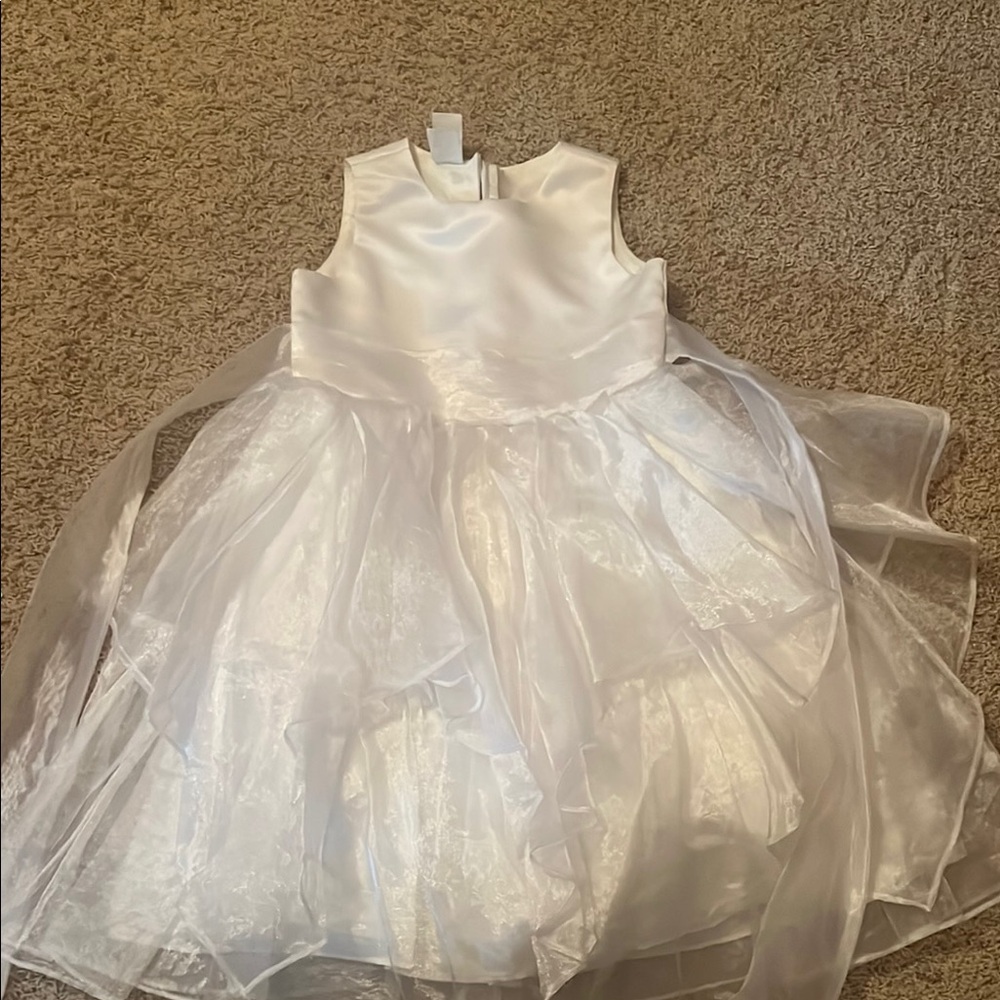 White Tiered Sleeveless Gown for Flowergirl